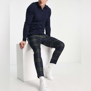 Topman Blue and Green Plaid Pants